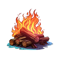 Holz Verbrennung Feuer Illustration. isoliert Objekt transparent Hintergrund. ai generiert png