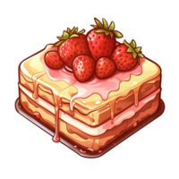 strawberry cake illustration. isolated object transparent background. AI Generated png