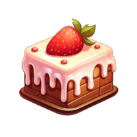 strawberry cake illustration. isolated object transparent background. AI Generated png