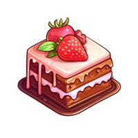 strawberry cake illustration. isolated object transparent background. AI Generated png