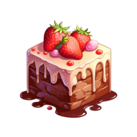 strawberry cake illustration. isolated object transparent background. AI Generated png