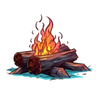 Holz Verbrennung Feuer Illustration. isoliert Objekt transparent Hintergrund. ai generiert png