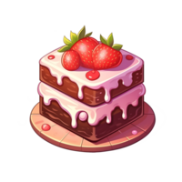 strawberry cake illustration. isolated object transparent background. AI Generated png