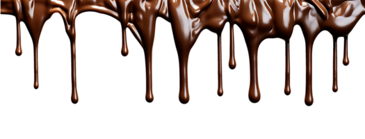 realistisch Schokolade tropft. isoliert Objekt transparent Hintergrund. ai generiert png