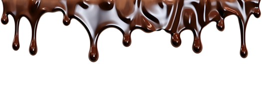 realistic chocolate dripping. isolated object transparent background. AI Generated png