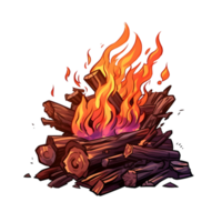 madeira queimando fogo ilustração. isolado objeto transparente fundo. ai gerado png