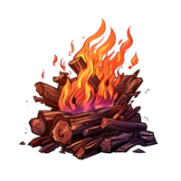 Holz Verbrennung Feuer Illustration. isoliert Objekt transparent Hintergrund. ai generiert png