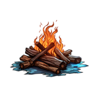 Holz Verbrennung Feuer Illustration. isoliert Objekt transparent Hintergrund. ai generiert png