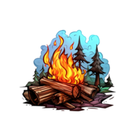 madera ardiente fuego ilustración. aislado objeto transparente antecedentes. ai generado png