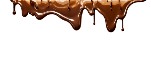 realistic chocolate dripping. isolated object transparent background. AI Generated png