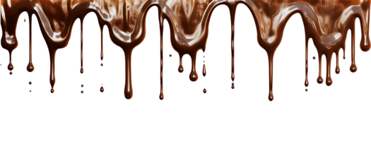 realistic chocolate dripping. isolated object transparent background. AI Generated png