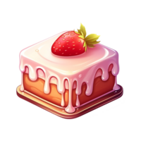 strawberry cake illustration. isolated object transparent background. AI Generated png