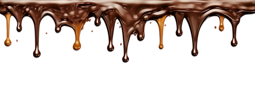 realistic chocolate dripping. isolated object transparent background. png