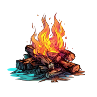 Holz Verbrennung Feuer Illustration. isoliert Objekt transparent Hintergrund. ai generiert png