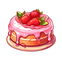 strawberry cake illustration. isolated object transparent background. AI Generated png