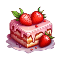 strawberry cake illustration. isolated object transparent background. AI Generated png