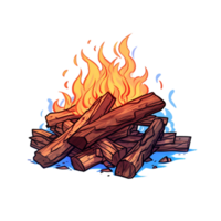 Holz Verbrennung Feuer Illustration. isoliert Objekt transparent Hintergrund. ai generiert png