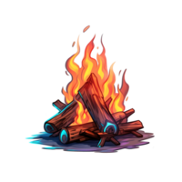 madeira queimando fogo ilustração. isolado objeto transparente fundo. ai gerado png