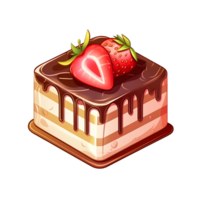 strawberry cake illustration. isolated object transparent background. AI Generated png