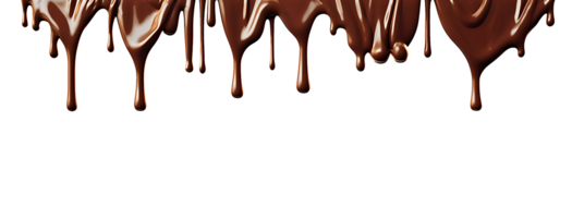 realistic chocolate dripping. isolated object transparent background. AI Generated png