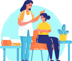 Hand Drawn Nurse with a patient in the hospital in flat style png