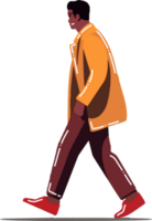 Hand Drawn man walking in flat style png