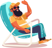 Hand Drawn man sitting and resting in flat style png