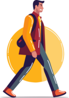 Hand Drawn man walking in flat style png