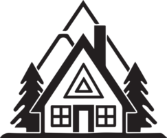 Hand Drawn vintage house logo in flat style png