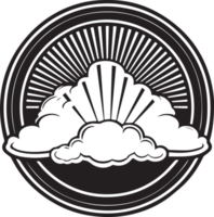 mano disegnato Vintage ▾ nube logo nel piatto stile png