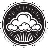 hand- getrokken wijnoogst wolk logo in vlak stijl png