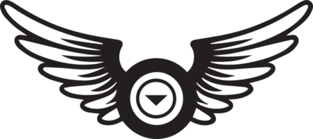 Hand gezeichnet Jahrgang Flügel Logo im eben Stil png