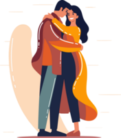 Hand Drawn couple hugging in flat style png