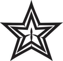 hand dragen årgång stjärna logotyp i platt stil png