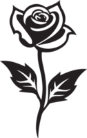 Hand Drawn vintage rose logo in flat style png