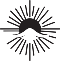 Hand Drawn vintage shining sun logo in flat style png