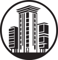 minimalistische gebouw logo in vlak stijl png