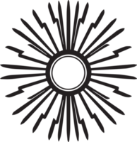 Hand Drawn vintage shining sun logo in flat style png