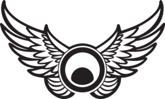 Hand Drawn vintage wings logo in flat style png