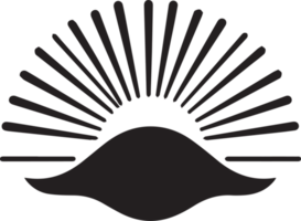 Hand Drawn vintage shining sun logo in flat style png