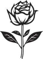 Hand Drawn vintage rose logo in flat style png