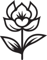 Hand gezeichnet Jahrgang Blatt und Blume Logo im eben Stil png