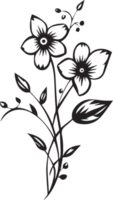 hand dragen årgång blad och blomma logotyp i platt stil png