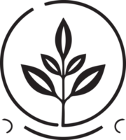 main tiré ancien feuille et fleur logo dans plat style png