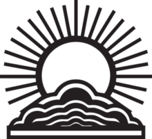 Hand Drawn vintage shining sun logo in flat style png