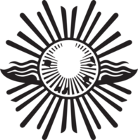 Hand Drawn vintage shining sun logo in flat style png