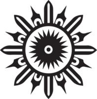 Hand Drawn vintage shining sun logo in flat style png