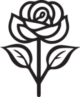 Hand Drawn vintage rose logo in flat style png