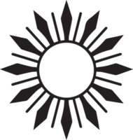 hand- getrokken wijnoogst schijnend zon logo in vlak stijl png