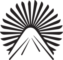 Hand Drawn vintage shining sun logo in flat style png